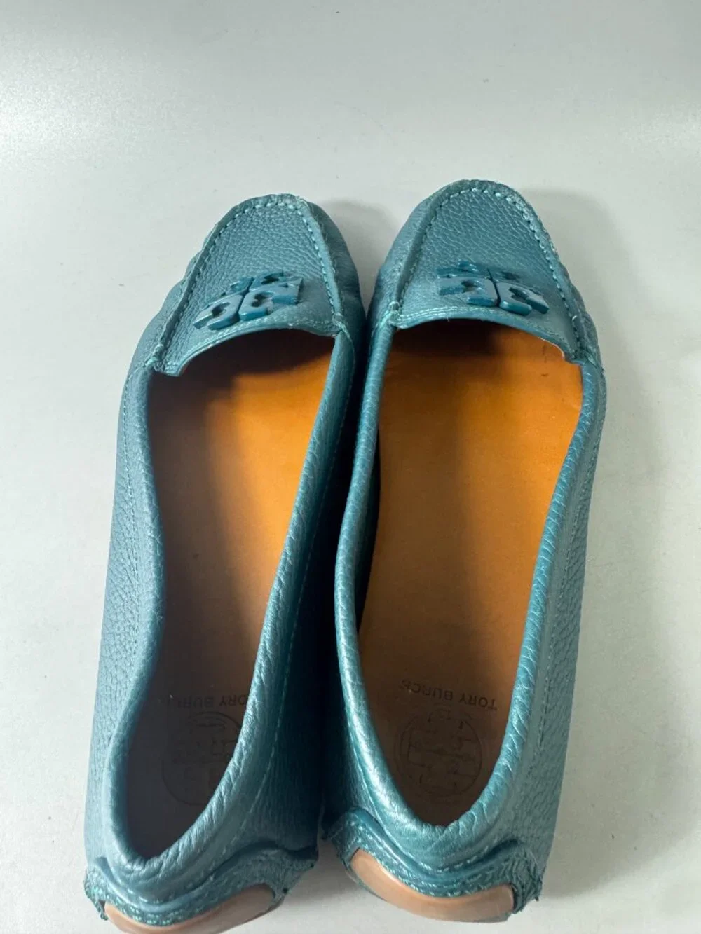 Tory Burch Teal Leather Loafers, Size 7 1/2